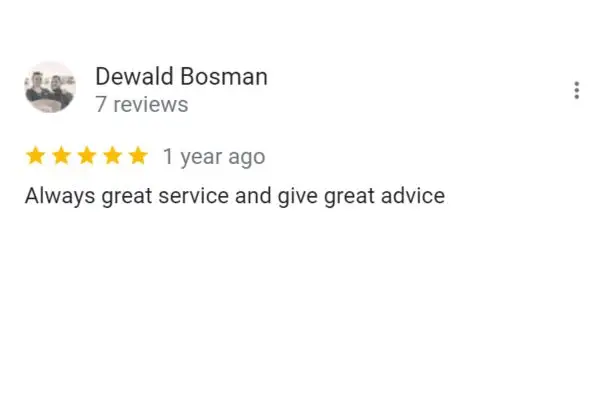 Customer Review: Dewald Bosman