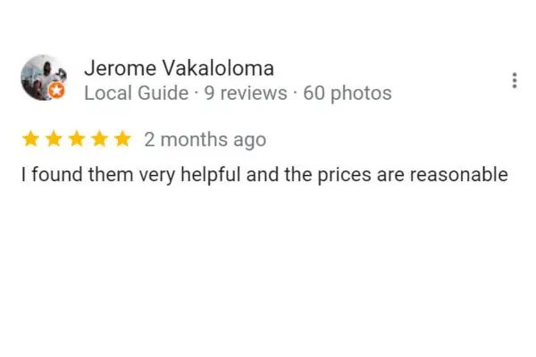 Customer Review: Jerome Vakaloloma