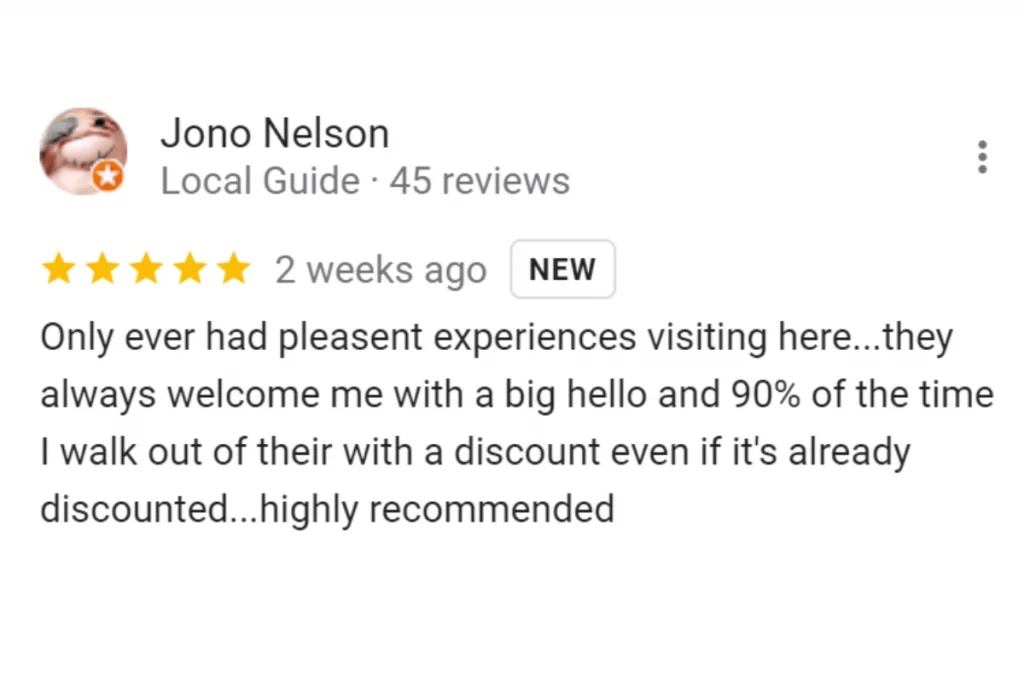 Customer Review Jono Nelson