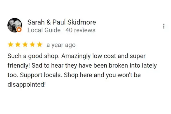 Customer Review Of Sarah & Paul Skidmore