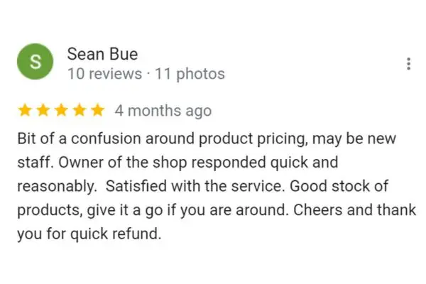 Customerr Review: Sean Bue